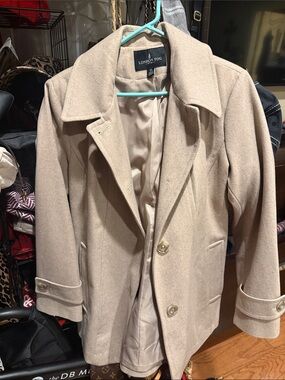 London Fog Tan Wool-Blend Pea Coat